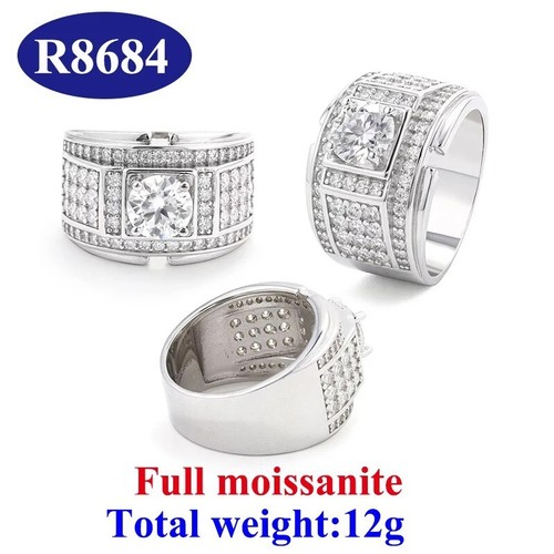 VVS Moissanite Real Ring 925 Silver Iced ct Jewelry Pinky Passes Tester GRA - Picture 21 of 27