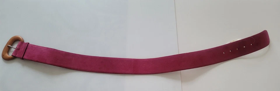 Novo com etiquetas Ralph Lauren Collection cinto de camurça rosa/fivela de madeira Itália $495 - Imagem 2 de 4