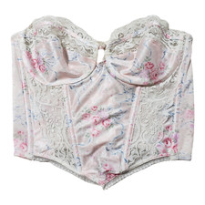 VTG Christian Dior Bustier 36C Boned Longline Strapless Bra Balconette Top Lace