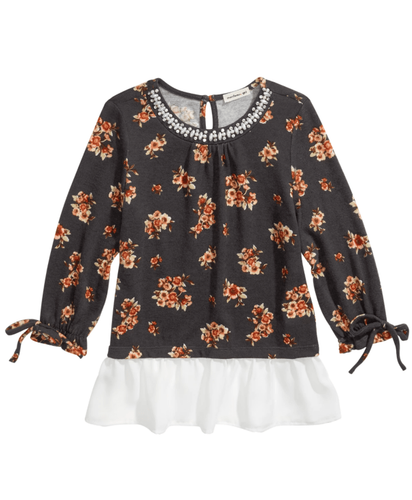 Monteau Girls Embellished Layered-Look Top