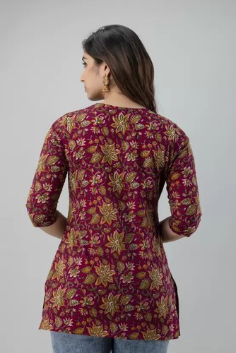 Women Designer Casual Regular Printed Top Kurta Bollywood Party Wear Tunic Kurti - Bild 3 von 7