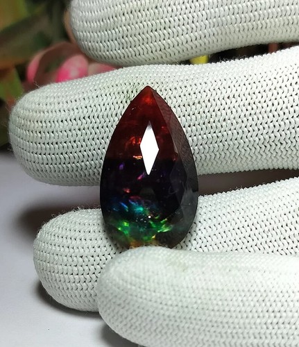 Ammolite Opal Pear Shape 28X16X9.70MM Organic Precious Gem Loose Gemstone Double - Picture 4 of 6