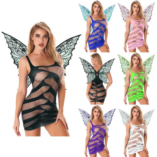 Conjunto de lápices de trajes de hadas para mujer cuello redondo bodystockings falda brillante - Imagen 1 de 78