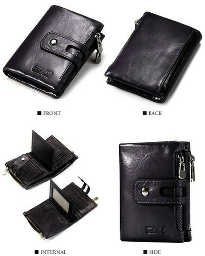 Women Genuine Leather Wallet Credit Card Holder Short Zipper Purse RFID Blocking - Picture 4 of 9
