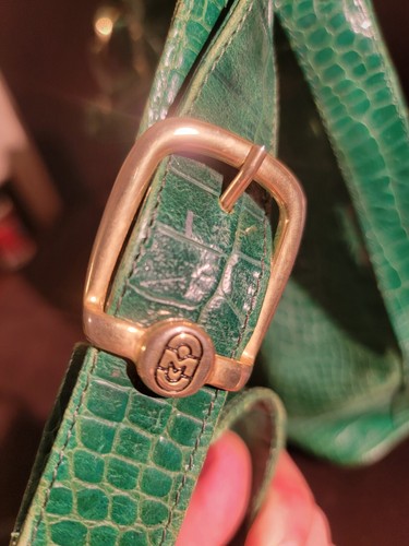 Vintage Rare Marino Orlandi Green Croc Leather Bag Italian Designer Handbag - Picture 5 of 15