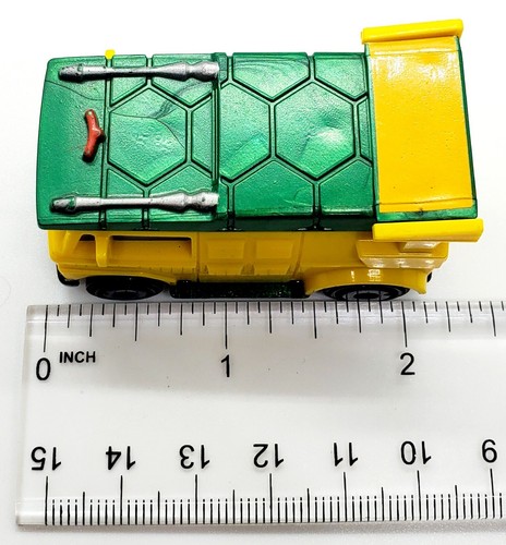 2020 HOT WHEELS TMNT PARTY WAGON NINJA TURTLES YELLOW DIECAST 2 1/4" VAN W GREEN - Picture 5 of 6
