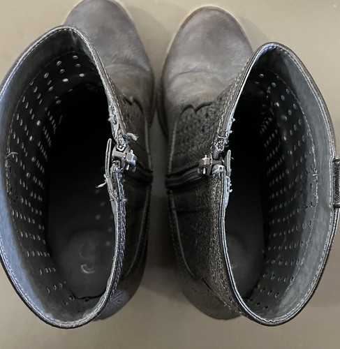SO Perforated High Heel Mid Calf Boots Womens Booties Grayish Brown Size 7.5 - Bild 8 von 9