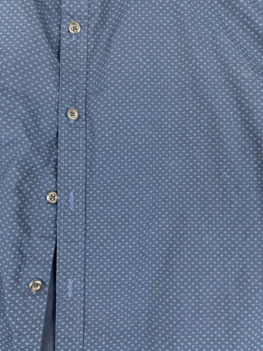 Beverly Hills Polo Club Mens Size L Short Sleeve Button Up Shirt Blue Pattern - Picture 3 of 11