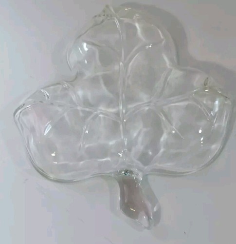 Plato de caramelo de hoja de vidrio transparente vintage, plato de placer - Imagen 4 de 6