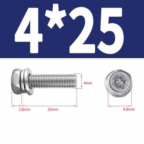 Phillips Hex Head with Washer Screws Hexagon Combination Stainless Steel M3-M10 - Picture 23 of 71