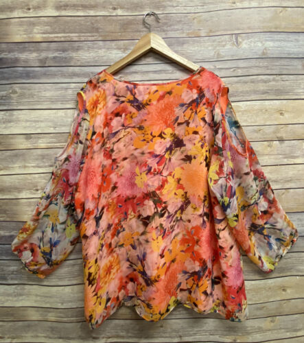Women's Forever Audrey Floral Cold Shoulder Tunic Top New Plus size 2X 20W - Picture 3 of 10
