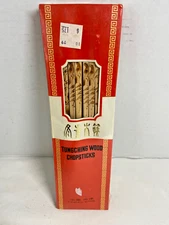 Vintage 10 Pairs Tungching Wood Chopsticks With Bird Paintings/Drawings (NIP)