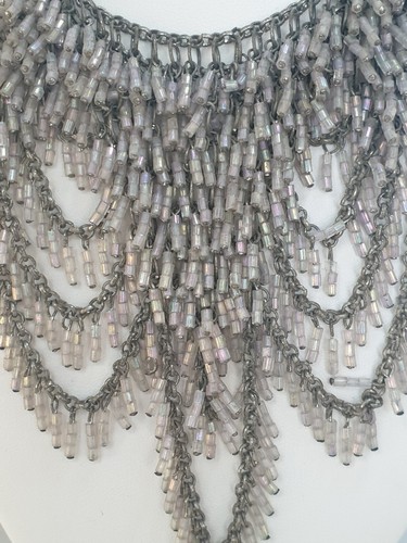 Vintage Artisan made unique Lilac Beaded Medieval Style Heavy Statement Necklace - Bild 6 von 6