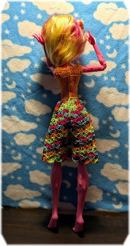 Handmade Monster High 17.5" Fashion Doll Crochet Dress NEW Orange & Neon - Picture 8 of 9