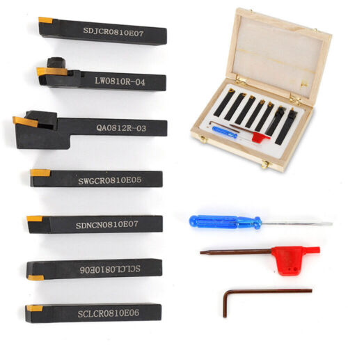7 tlg Drehstahl Satz 8 X10mm mit Wendeplatten Drehmeißel-Set Drehstähle Drehstah - Bild 7 von 12