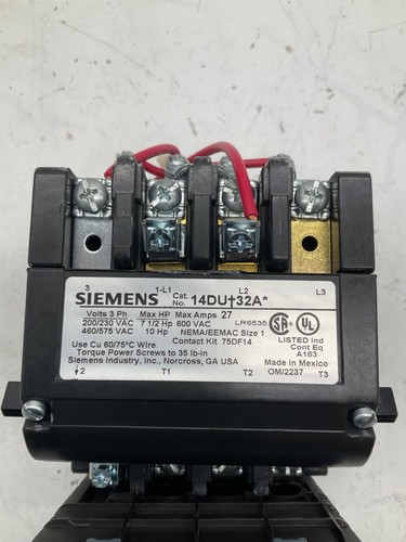 NEW SIEMENS 14DUE32AA STARTER NEMA SZ1 3P 3PH 10-40A 7.5 HP 230V 120/240V COIL - Picture 3 of 11
