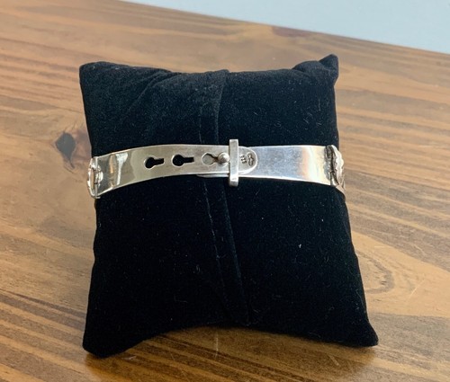 Sterling Silver & Turquoise Intricately Designed Adjustable Bracelet Mexico 925 - Picture 7 of 14