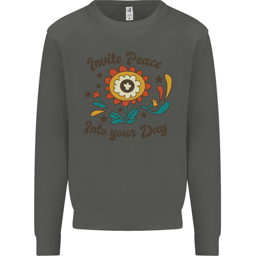 Invite Peace Day Hippy Flower Power Funny Kids Sweatshirt Jumper - Picture 60 of 82