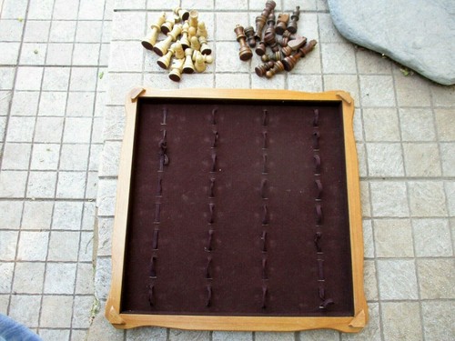 Vintage 1970s Wood Large Board Game Chess Draughts in All Wooden - Picture 11 of 12