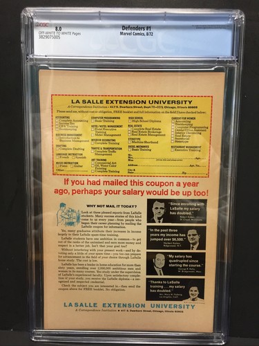 🗝💎THE DEFENDERS #1 CGC 8.0 1ST NECRODAMUS DR STRANGE SUB-MARINER HULK NICE MCU - Bild 4 von 11