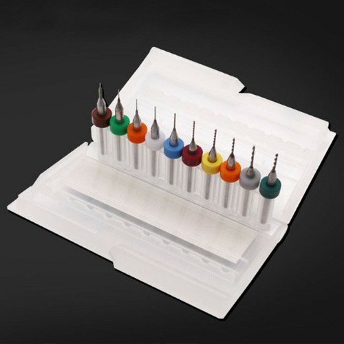 10Pcs 0.1mm-3.0mm PCB CNC Print Circuit Board Carbide Mini Micro Drill Bit Set - Foto 4 di 16