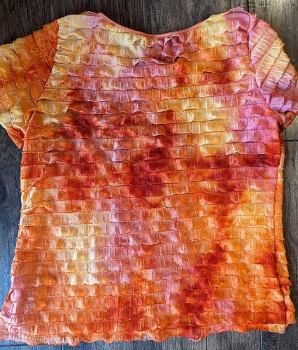 Elementz Orange & Yellow Plus Size Tiered Crepe Ruffle Cap Sleeve Top Sz 1X USA - Picture 14 of 19