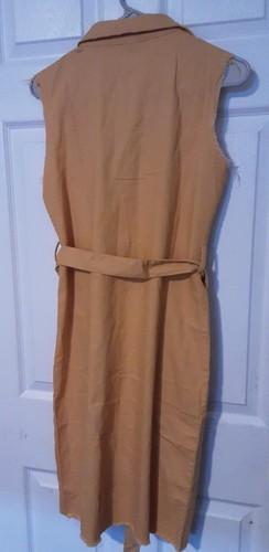 Womens Mustard Yellow Sleeveless Stretch Button-Down Denim Dress M - Picture 6 of 8