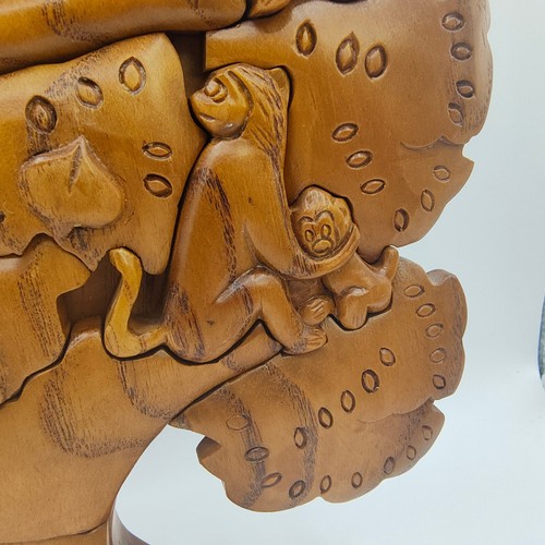 Puzzle vintage piolo in legno scimmie nell'albero 27 pezzi intagliato eclettico animali della giungla - Foto 18 di 24
