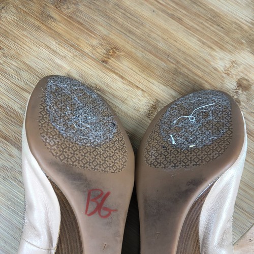 Tory Burch Shoes Womens 7 Jolie Wedge Pumps Beige Nude Leather Cap Toe Loafer - Picture 12 of 13