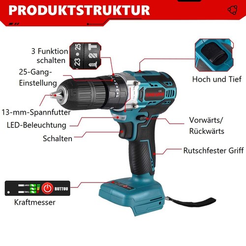 Für Makita 18V Akku-Schlagbohrschrauber Akkuschrauber Bürstenloser Bohrschrauber - Bild 4 von 13
