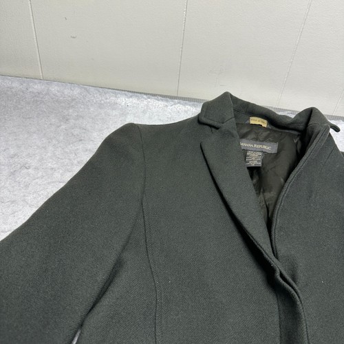 Banana Republic Wool Blend Trench Coat Green Long Length Womens Size XS - Picture 7 of 17