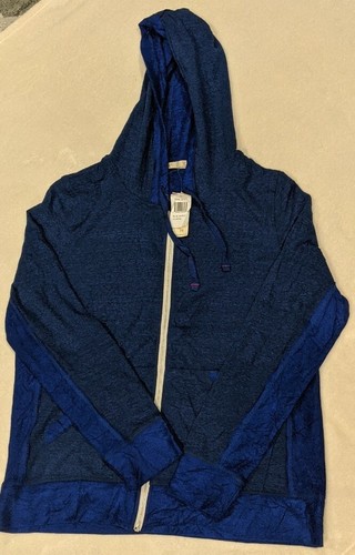 Abbot & Main Venice Beach Full Zip Hoodie Sweatshirt Blue Dazzle Women's XL NWT!