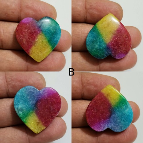 Use For Jewelry Amazing Rainbow Solar Quartz Cabochon Heart Shape Loose Gemstone - Imagen 3 de 13