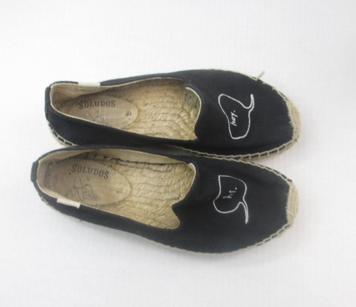 Soludos Ashkahn 'hi' Women's Espadrille Flat Loafers Black Size 7.5 - Picture 6 of 9