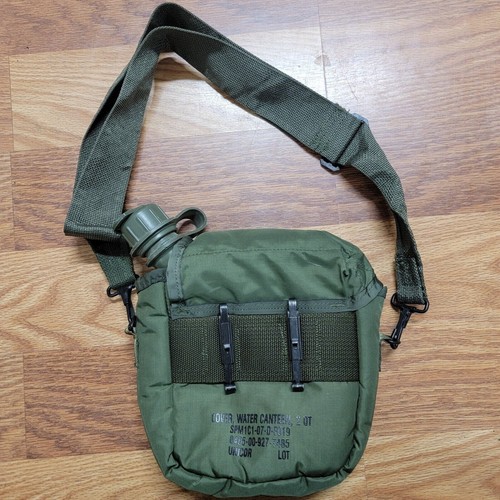 US Militär 2 Quart faltbare Wasserkantine mit 2 Quart Beutel Abdeckung & Schlinge EXC - Bild 3 von 20