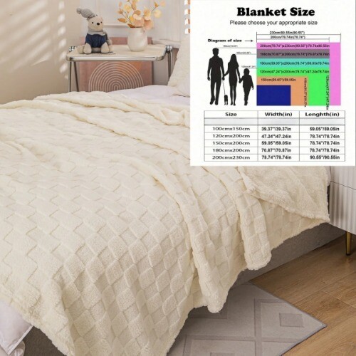 Soft Plush Fleece Checkered Grey Throw Blanket -Travel Couch Blanket - Bild 10 von 23