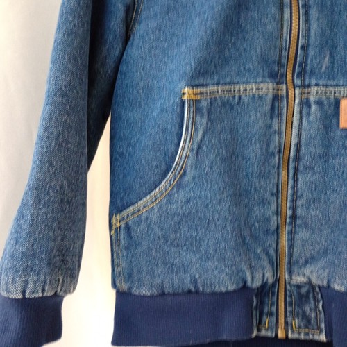 Youth Unisex London Fog Sherpa Lined Denim Bomber Jacket Size 8 - Picture 4 of 13