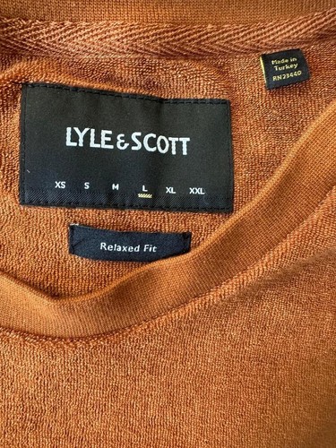 LYLE AND SCOTT MEN'S CREW NECK TOWELLING BURNT OTRANGE LONG SLEEVE TSHIRT LARGE - Picture 2 of 3
