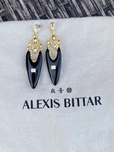 100% Alexis Bittar Black Lucite & Crystal Lace Imperial Earrings $275 - Picture 12 of 12