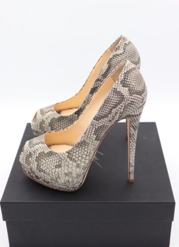 Zapatos de salón Giuseppe Zanotti Sharon de piel de serpiente con plataforma punta abierta 11 41 - Imagen 4 de 8