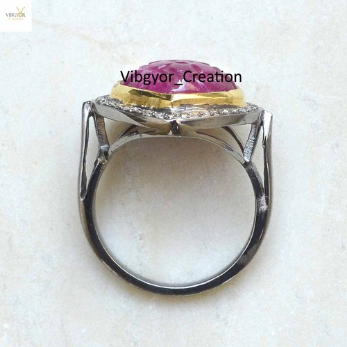 Verkauf! Naturpflaster Diamant Rubin Edelstein Ring 925 Sterlingsilber Geburtstagsgeschenk - Bild 3 von 3