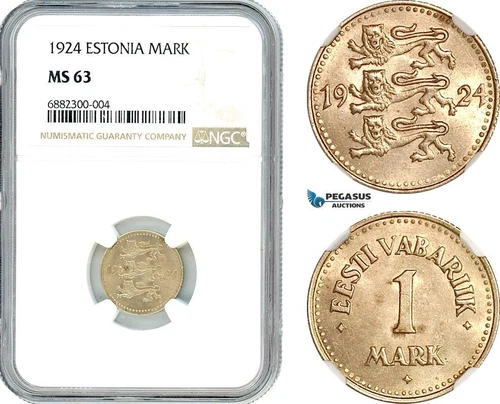 AJ464, Estonia, 1 Mark 1924, NGC MS63