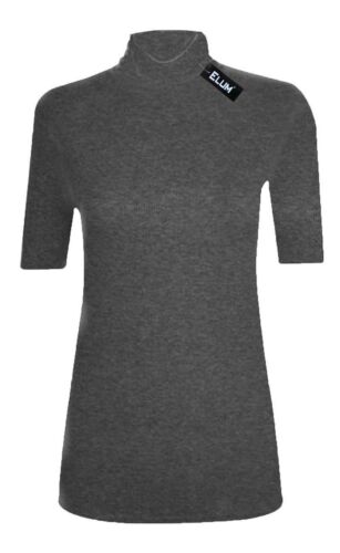 Neu Damen Polo Kurzarm Oberteil hochgeschlossen 3/4 Ärmel Rollkragen T-Shirt Oberteil - Bild 14 von 20