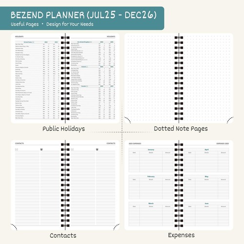 2025-2026 Pocket Planner Weekly and Monthly Calendar Spriral Bound with Pocket - Picture 3 of 6