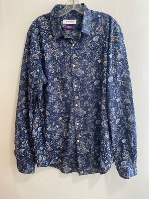 MEN S MAURO GRIFONI CAMICIA SLIM SHIRT IN CELESTRIAL SIZE 45 Made in Italy