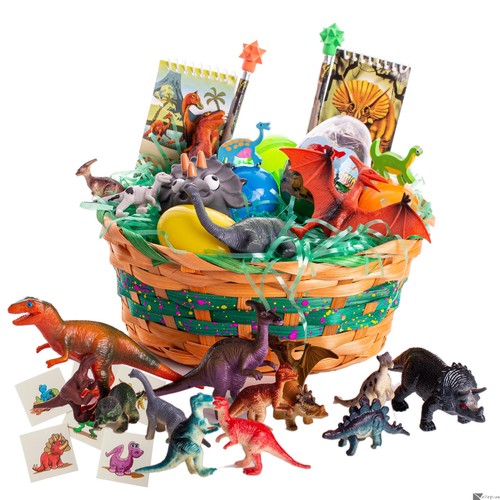 Dinosaurier Motiv Spielzeug Leckerli gefüllt Kinder Osterkorb Geschenkset für Jungen oder Mädchen - Bild 9 von 14