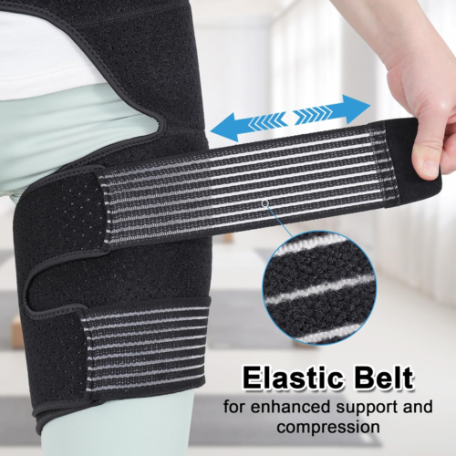 Hip Brace with Elastic Belt Thigh Compression Sleeve Sciatica Pain Relief Black - Picture 2 of 13