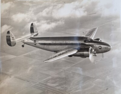 ORIGINAL 1940er PRESSEFOTO LOCKHEED LODESTAR BUCCANEER ROUTE AIRLINER 25 x 21 cm