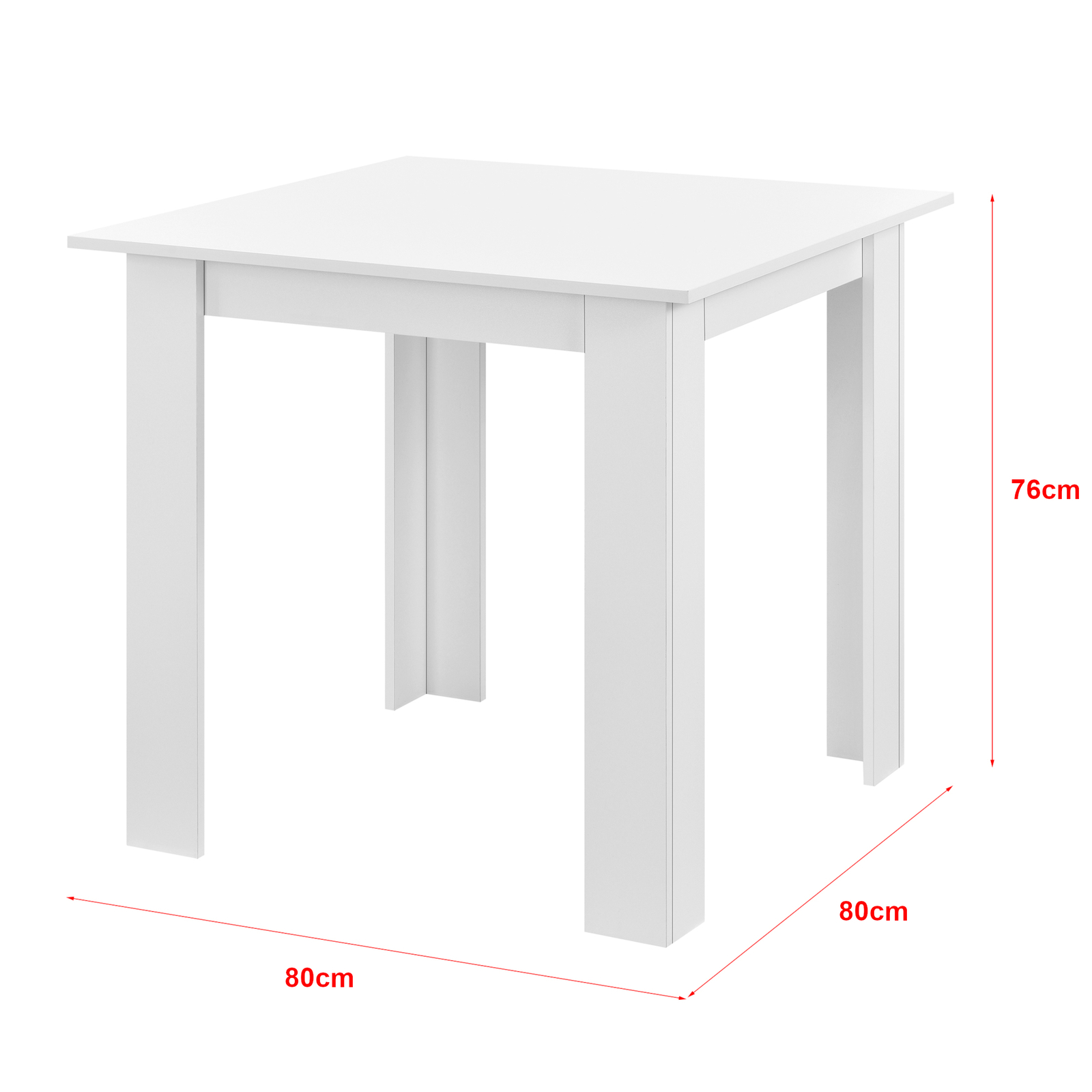 [en.casa] Esstisch Küchentisch Esszimmertisch Speisetisch Tisch Weiß 80x80cm