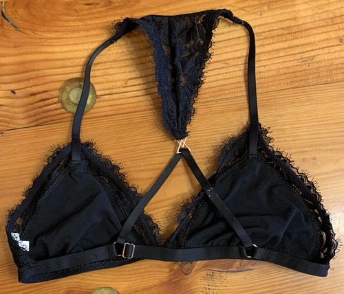 Aerie Bralette Triangle Cup Racer Back Black Lace Women's Size Small - Picture 2 of 4